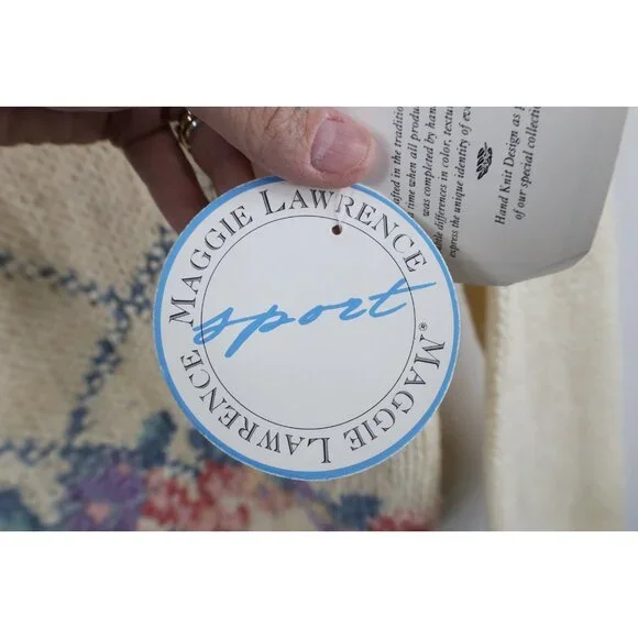 Deadstock Vintage 90s Streetwear Womens Medium Hand Knit Flower Floral Sweater - Picture 11 of 15